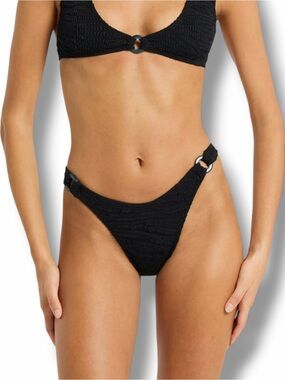 Bond-eye Ring Scene Brief Bikini Bottoms Black